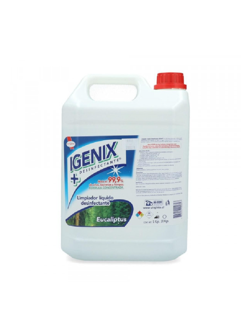 Limpiador desinfectante 5 litros con amonio cuaternario eucalipto Igenix
